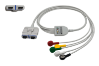 5-adr. LZ-EKG-Komplettkabel mit Druckknopf, IEC, Orig. GE Getemed