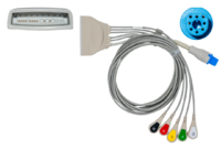 5-adr. Telemetrie-EKG-Patientenkabel inkl. SpO2-Konnektor mit Druckknopf, zu Philips HP