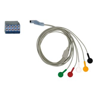 5-adr. LZ-EKG-Komplettkabel mit Druckknopf, zu Medset Telesmart