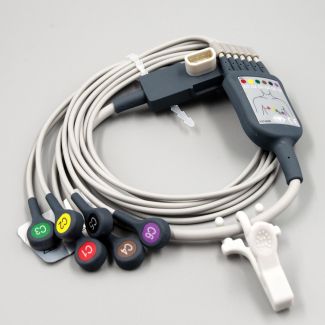6-adr. EKG-Brustwandableitung mit Druckknopf, zu Physio Control für LP 12/15/20/20e