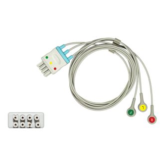 3-adr. EKG-Patientenleitung mit Druckknöpfen, wie Nihon Kohden #K910A