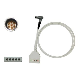 5-adr. LZ-EKG-Stammkabel mit DIN-Weiche, zu GE Getemed