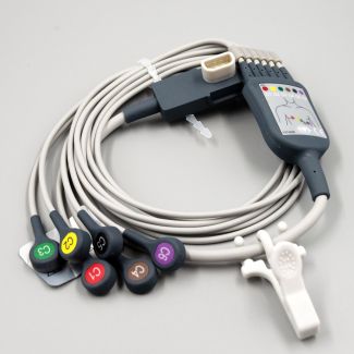 6-adr. EKG-Brustwandableitung mit Druckknopf, zu Physio Control für LP 12/15/20/20e