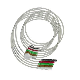 5-adr. LZ-EKG-Leitung mit DIN-Stecker, Druckknöpfe, 60 cm