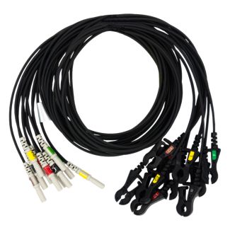 10-adr. LZ-EKG-Carbonleitung mit DIN-Stecker, Klammern, 90 cm