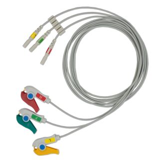 3-adr. LZ-EKG-Leitung mit DIN-Stecker, Klammern, 100 cm