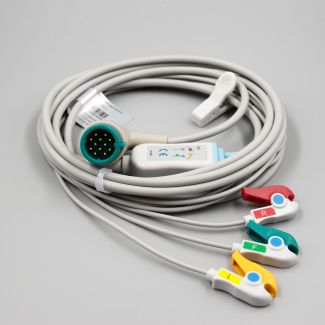 3-adr. EKG-Komplettkabel mit Klammern, zu Physio Control für LP 12, 15, 20