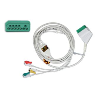 3-adr. EKG-Komplettkabel mit Klammern, zu Nihon Kohden