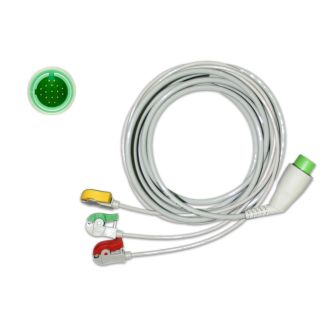 3-adr. EKG-Komplettkabel mit Klammern, zu Spacelabs