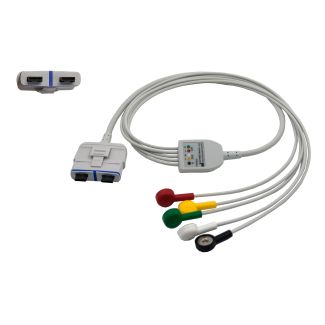 5-adr. LZ-EKG-Komplettkabel mit Druckknopf, IEC, Orig. GE Getemed