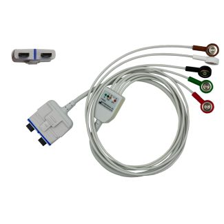 5-adr. LZ-EKG-Komplettkabel mit Druckknopf, AHA, Orig. GE Getemed