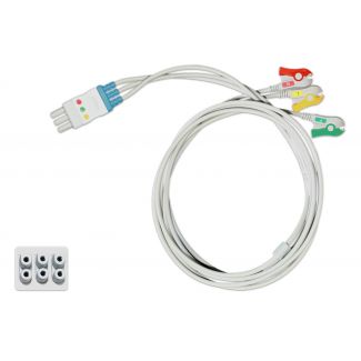 3-adr. EKG-Patientenleitung mit Klammern, zu GE Datex-Ohmeda, 90 cm