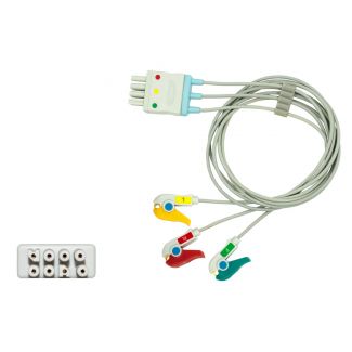 3-adr. EKG-Patientenleitung mit Klammern, zu Nihon Kohden, 90 cm