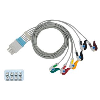 6-adr. EKG-Patientenleitung mit Klammern, zu Nihon Kohden, 90 cm