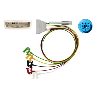 5-adr. Telemetrie-EKG-Kabel inkl. SpO2-Konnektor mit Klammern, Orig. Philips HP