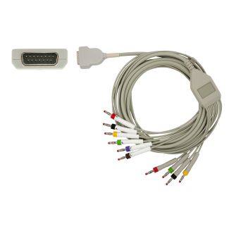 10-adr. EKG-Komplettkabel mit Bananenstecker, zu GE Hellige