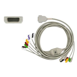 10-adr. EKG-Komplettkabel mit Klammern, zu GE Hellige