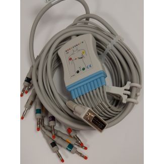10-adr. EKG-Komplettkabel mit Bananenstecker ECONOMY, zu Schiller etc.