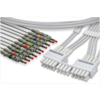 10-adr. EKG-Komplettkabel mit Bananenstecker, zu Mortara ELI