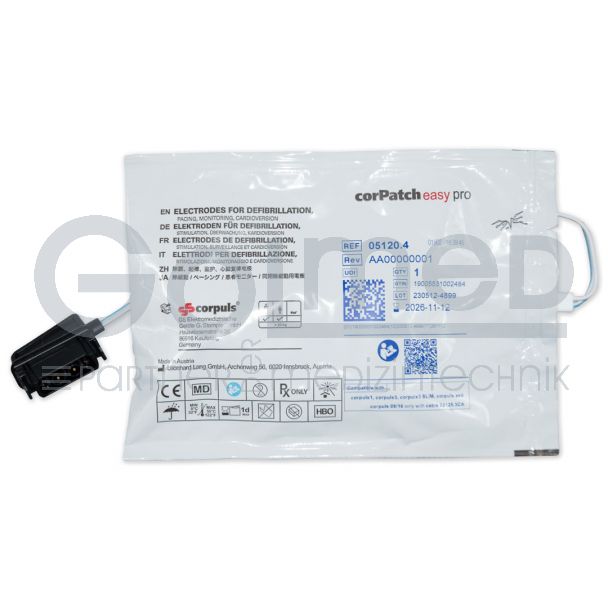 Multifunktionselektrode corPatch easy PRO preconnected für Erw., Orig. GS Stemple corpuls³, 10 Paar