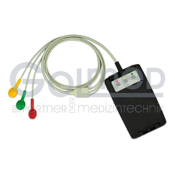 3-adr. LZ-EKG-Komplettkabel mit Druckknopf, zu Reynolds Lifecard CF