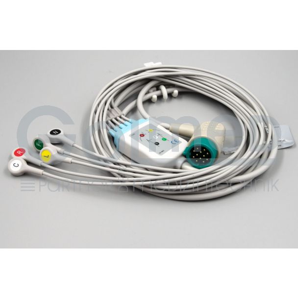 5-adr. EKG-Komplettkabel mit Druckknopf, zu Physio Control für LP 12, 15, 20
