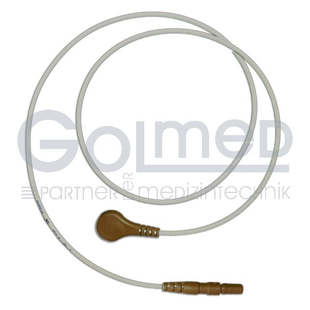 LZ-EKG-Leitung mit DIN-Stecker, Druckknöpfe, braun, 60 cm