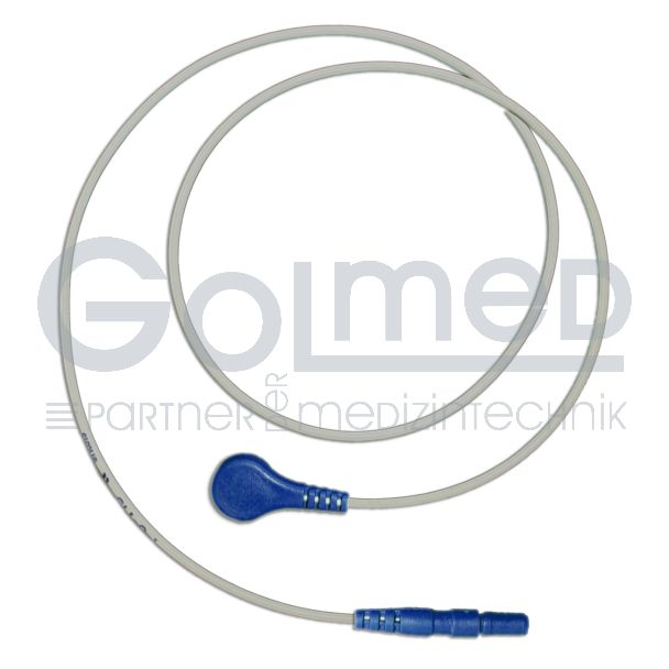 LZ-EKG-Leitung mit DIN-Stecker, Druckknöpfe, blau, 60 cm