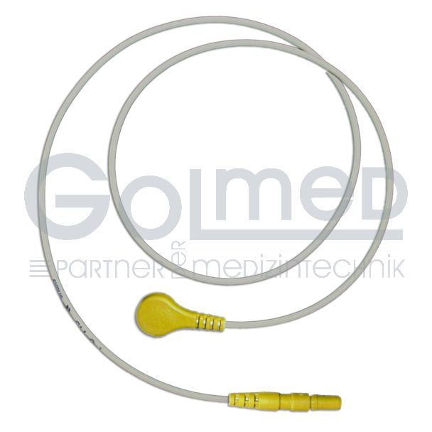 LZ-EKG-Leitung mit DIN-Stecker, Druckknöpfe, gelb, 60 cm
