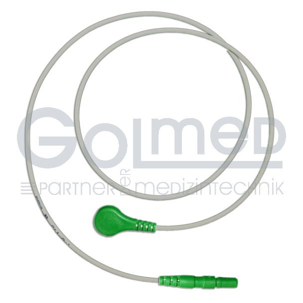 LZ-EKG-Leitung mit DIN-Stecker, Druckknöpfe, grün, 60 cm