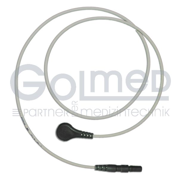 LZ-EKG-Leitung mit DIN-Stecker, Druckknöpfe, schwarz, 60 cm