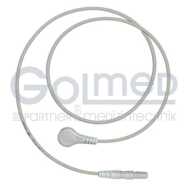 LZ-EKG-Leitung mit DIN-Stecker, Druckknöpfe, weiß, 60 cm