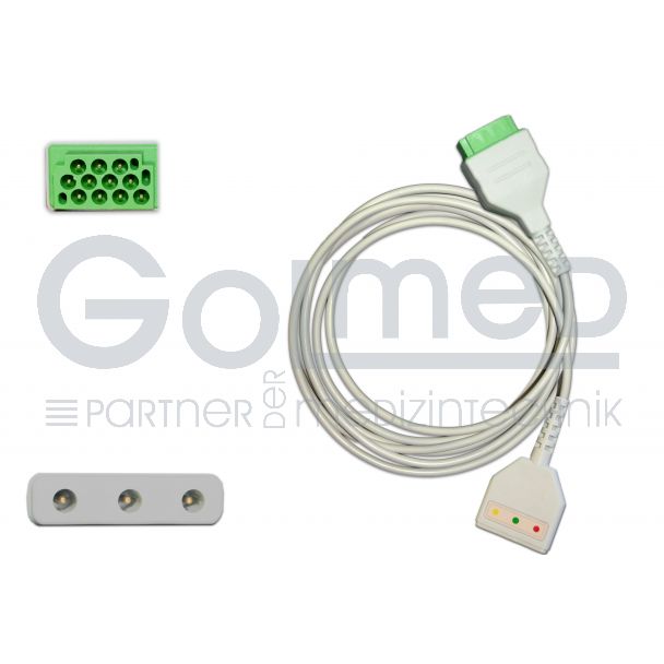 3-adr. EKG-Stammkabel mit 1,5 mm DIN-Buchse, zu GE Marquette