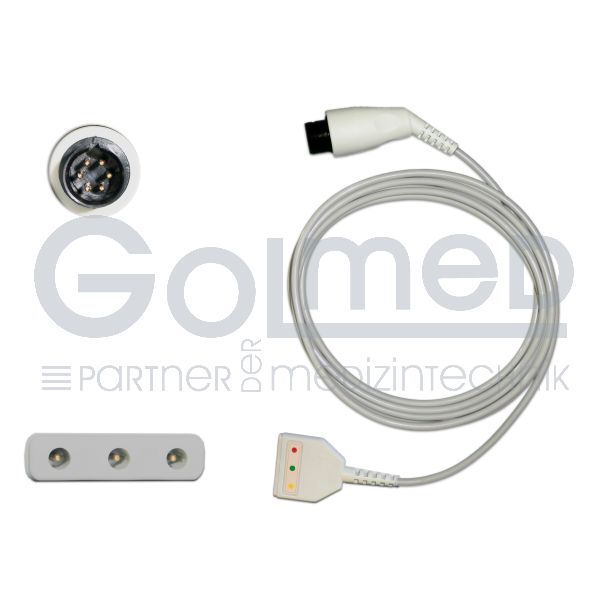 3-adr. EKG-Stammkabel mit 1,5 mm DIN-Buchse, zu Spacelabs etc.