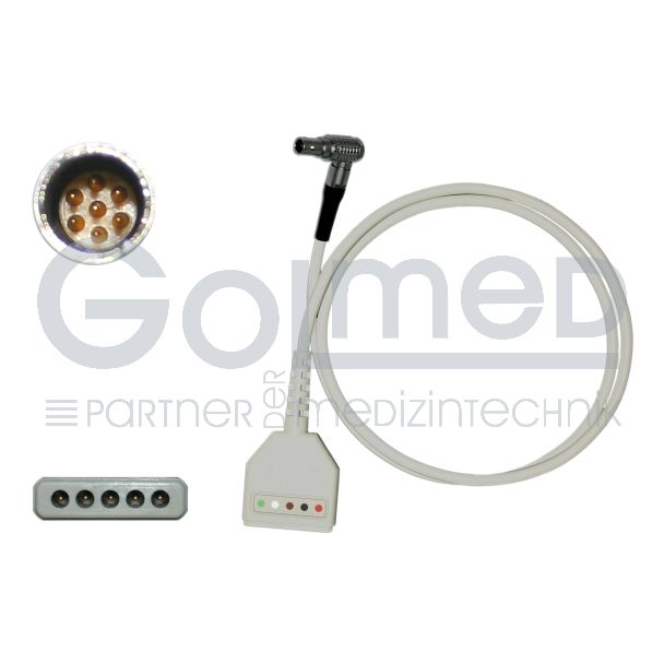 5-adr. LZ-EKG-Stammkabel mit DIN-Weiche, zu GE Getemed