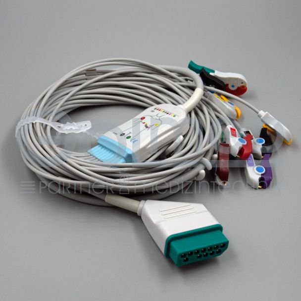 10-adr. EKG-Komplettkabel mit Klammern, zu Nihon Kohden für Life Scope
