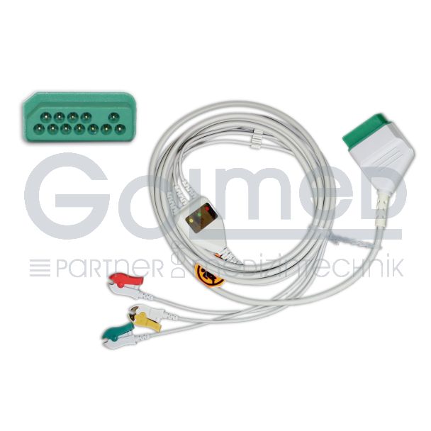 3-adr. EKG-Komplettkabel mit Klammern, zu Nihon Kohden