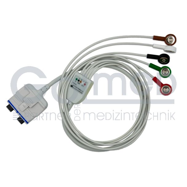 5-adr. LZ-EKG-Komplettkabel mit Druckknopf, AHA, Orig. GE Getemed Bild 2