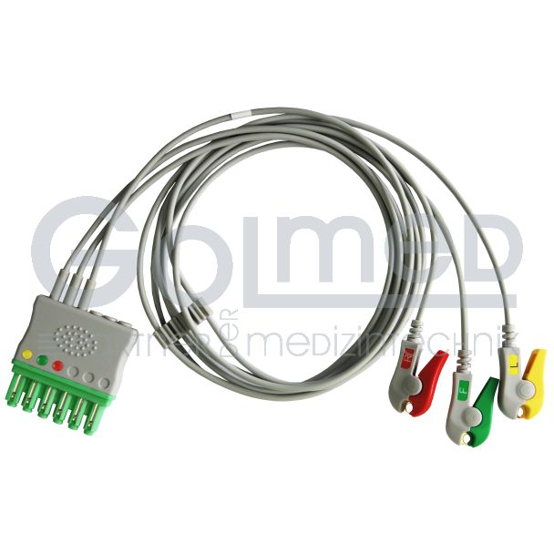 3-adr. EKG-Patientenleitung mit Klammern, zu Dräger Siemens, 90 cm Bild 2