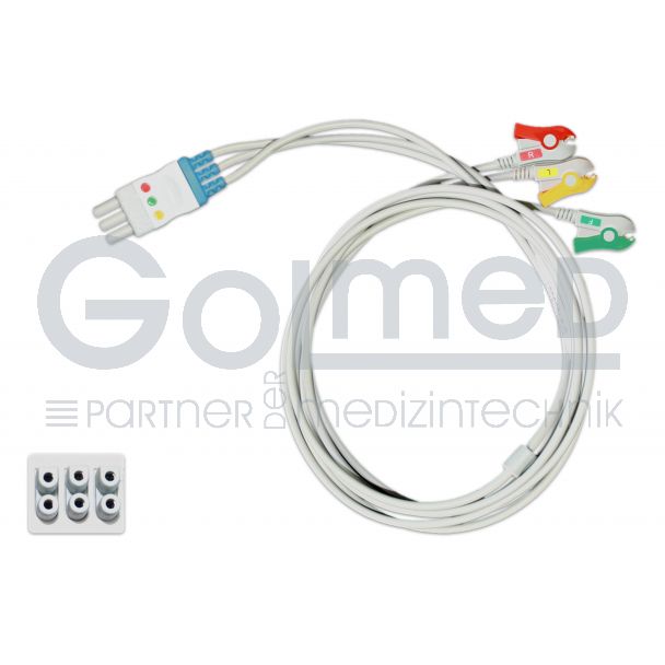 3-adr. EKG-Patientenleitung mit Klammern, zu GE Datex-Ohmeda, 90 cm