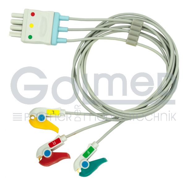 3-adr. EKG-Patientenleitung mit Klammern, zu Nihon Kohden, 90 cm Bild 2
