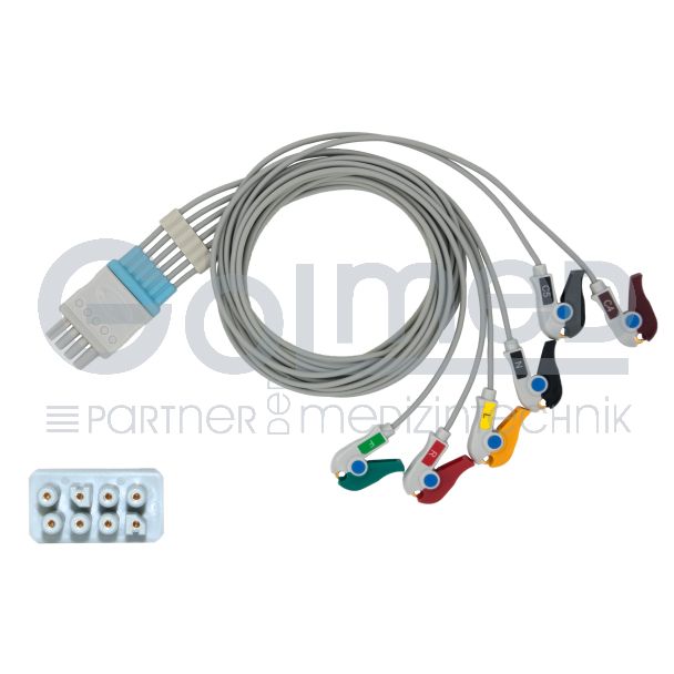 6-adr. EKG-Patientenleitung mit Klammern, zu Nihon Kohden, 90 cm