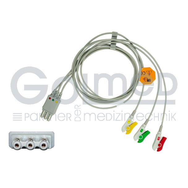 3-adr. EKG-Patientenleitung mit Klammern, zu Philips HP, 100 cm