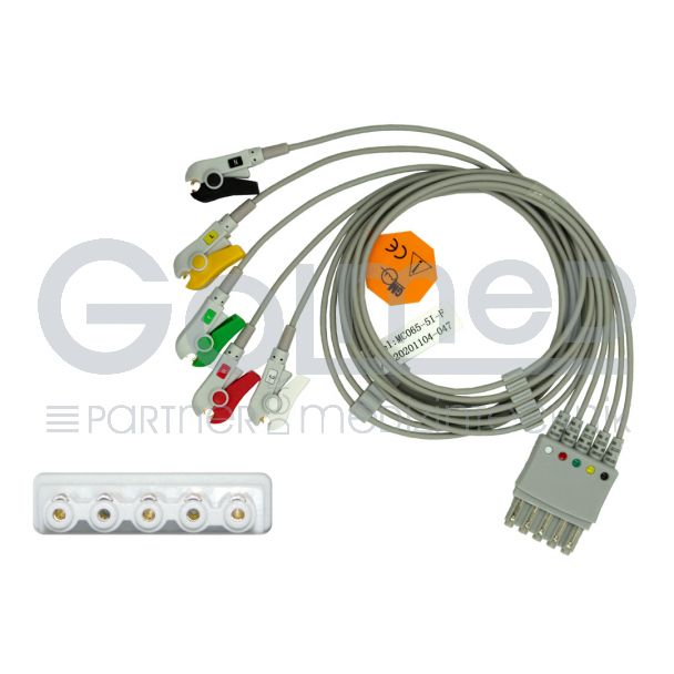 5-adr. EKG-Patientenleitung mit Klammern, zu Philips HP, 90 cm