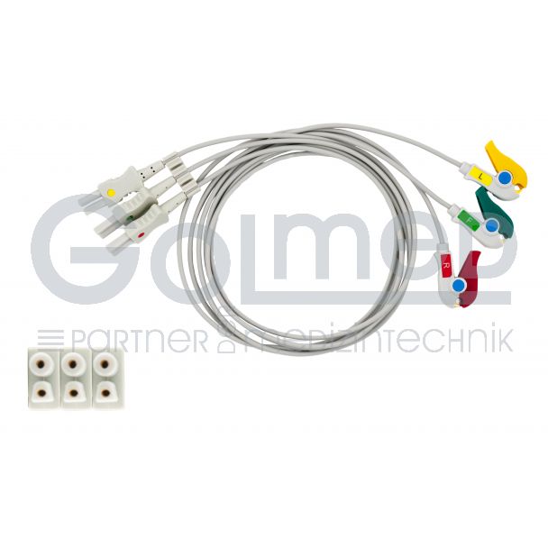 3-adr. EKG-Patientenleitung mit Klammern, zu Spacelabs TruLink, 90 cm