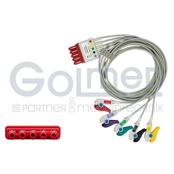 5-adr. EKG-Patientenleitung Brustwand, zu Siemens AXIOM Sensis