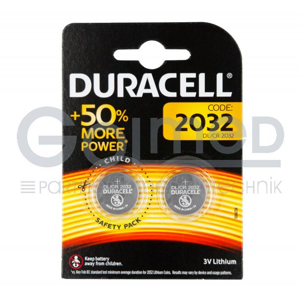 Duracell Lithium Knopfzelle 3 Volt, CR2032, 2 Stück