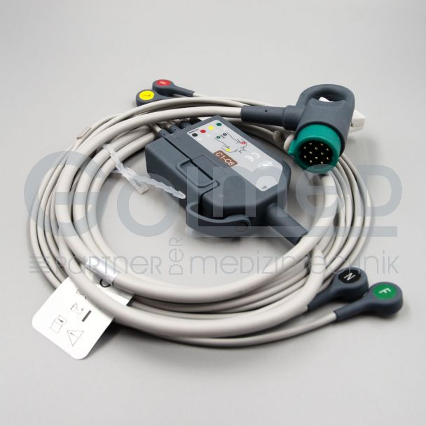 4- /6-adr. EKG-Komplettkabel mit Druckknopf, zu Physio Control für LP 12/15/20/20e