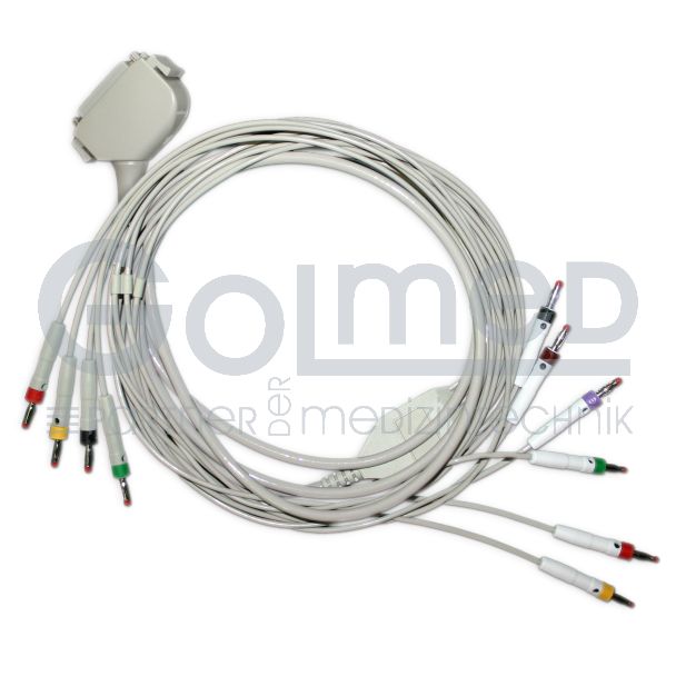 10-adr. EKG-Komplettkabel mit Bananenstecker, zu Siemens etc. Bild 2