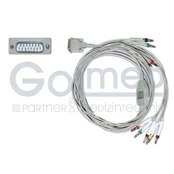 10-adr. EKG-Komplettkabel mit Bananenstecker, zu Philips